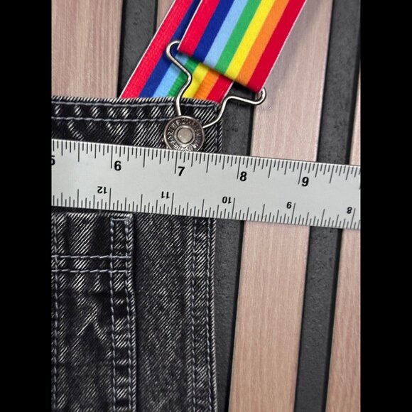 Laser Kitten x Forever 21 Overalls XS Girls Gray Charcoal Wash Rainbow Suspender - Picture 4 of 10